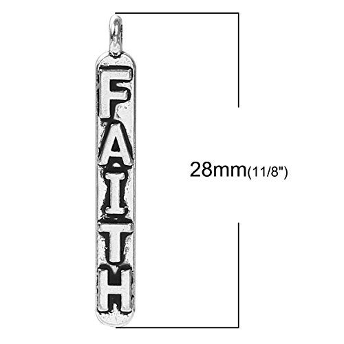 JGFinds Blessed Love Faith Message Charm Pendants, Silver Tone, 1 1/8", 144 Pack (48 of Each), Quotes DIY Charm Bracelets or Mixed Saying Keychains - Encouragement Words, Inspirational - Image 5