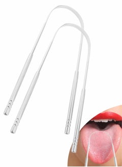 HieerBus Tongue Scraper for Adults , 100% Stainless Steel, Reduce Bad Breath, Tongue Scrubber, Easy to Use, Tongue Cleaner for Oral Care & Hygiene 2pcs Silver  - Image 1