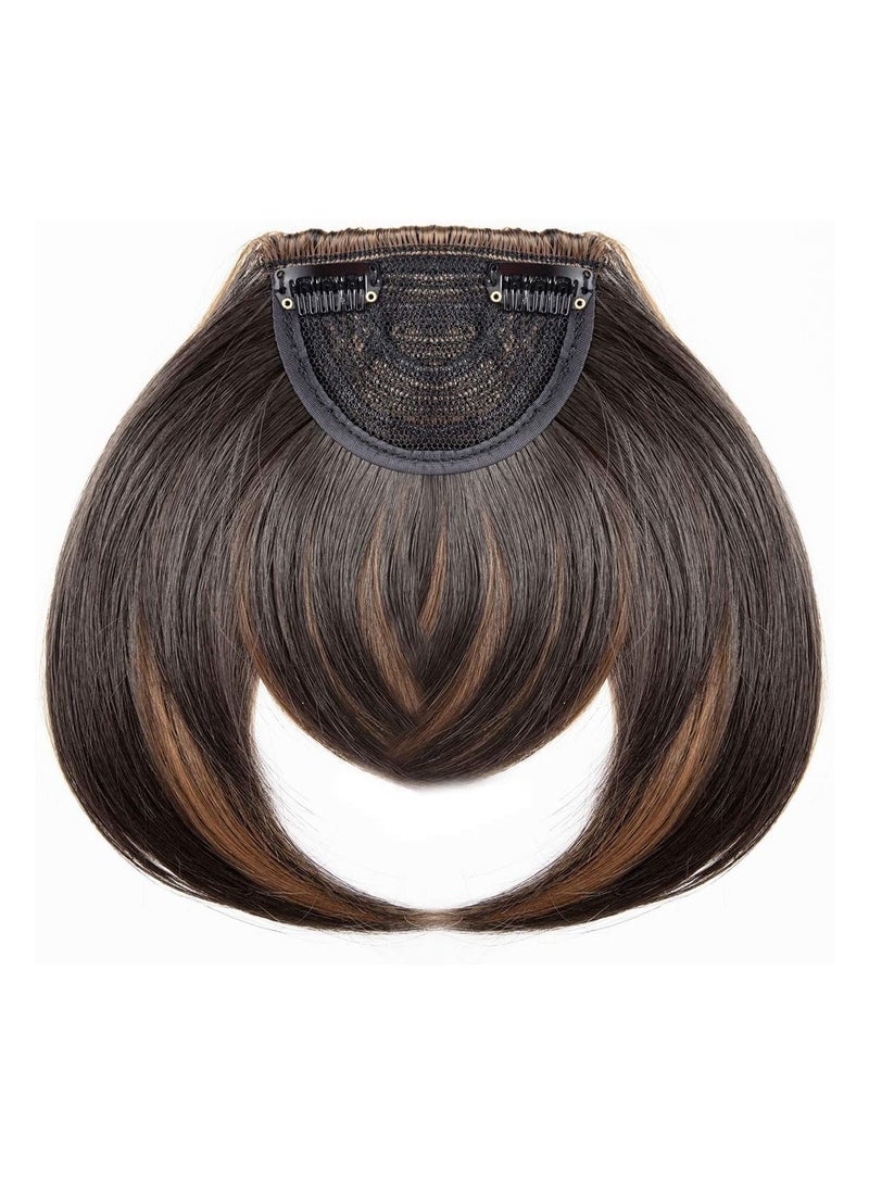 إستيل قطعتان من وصلات الشعر المزودة بمشبك في الانفجارات السميكة والأنيقة والهادئة لتمديد الشعر 8 قطعة واحدة بمشبك على الانفجارات الأمامية قطعة شعر بني غامق مزيج بني فاتح - Image 2