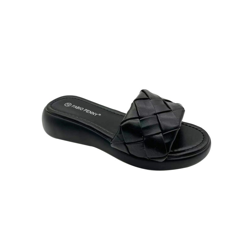 For African Mom Fashion Fashion Fashion Solid Color Woven Upper Slippers With Open Toe Slippers - Image 3