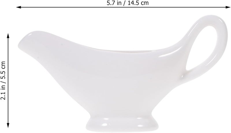 Ceramic Gravy Boat Small White Sauce Jug Kitchen Serving Container for Steak Salad Dressing and Seasoning Storage - Image 2