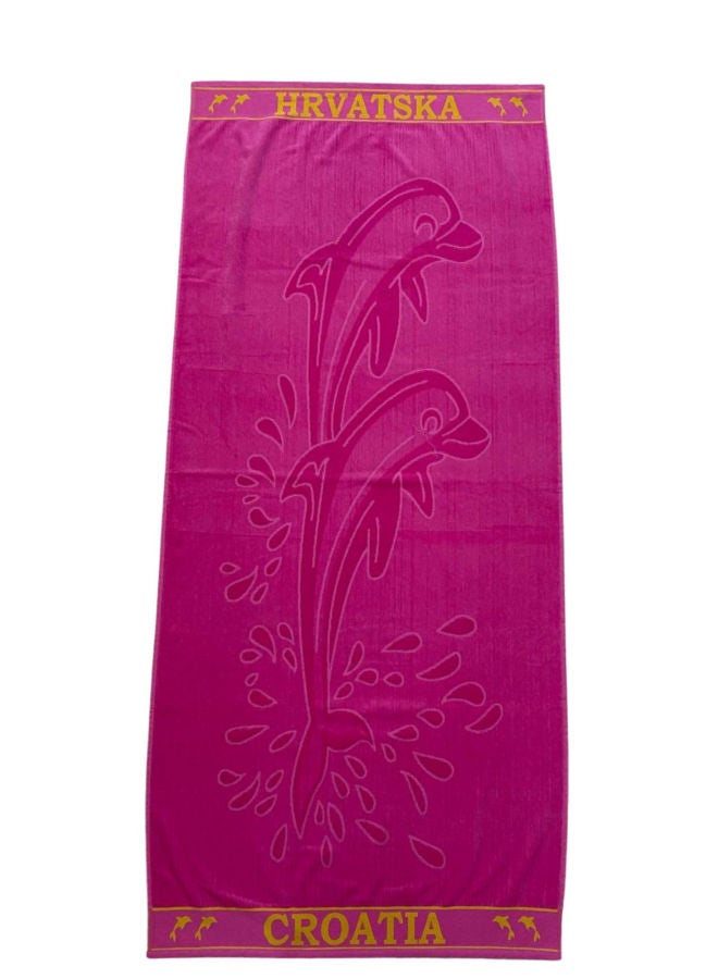 توالا منشفة شاطئ توالا، دولفين وردي، قطن 100%، 90×170 سم - Image 5