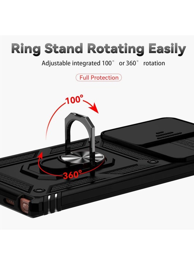 YZOK for Note 20 Ultra Case,with Camera Lens Cover HD Screen Protector,[Military Grade] Ring Car Mount Kickstand Hybrid Hard PC Soft TPU Shockproof Protective Case for Galaxy Note 20 Ultra, Black - Image 5