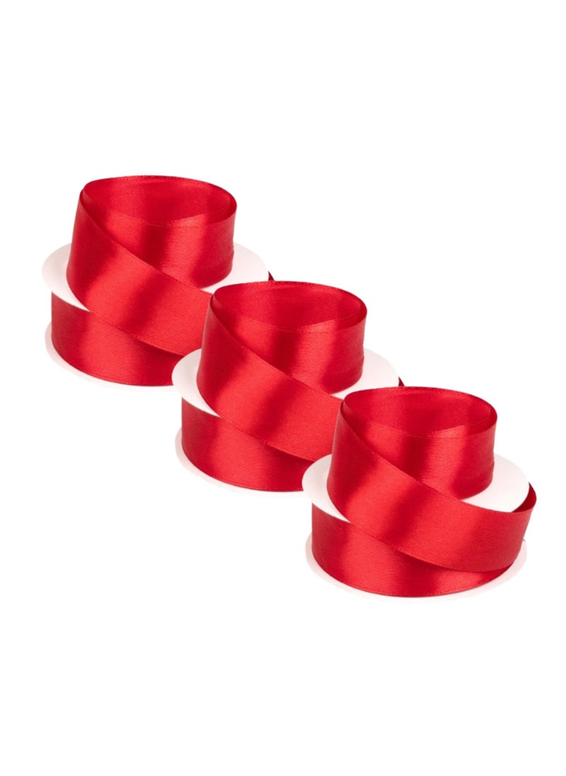 Gulf Flowers - Gulf Flowers Dark Red Satin Ribbon – 25 Yards x 2.5cm Bordo Ribbon Roll for Gift Wrapping, Floristry, Crafts, Wedding Décor, DIY Projects & Party Decoration - Image 1