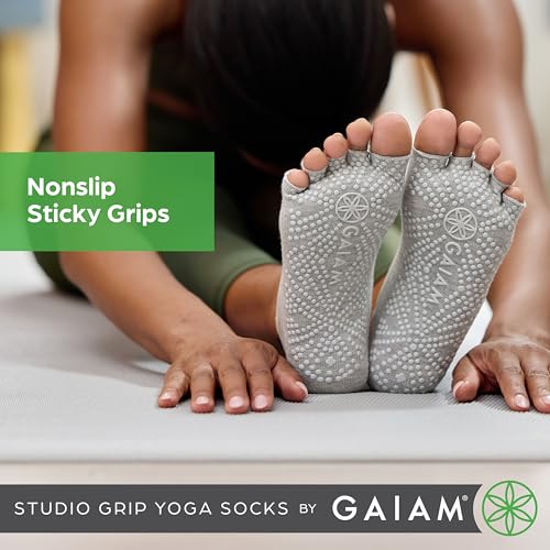 Gaiam Grippy Yoga Socks with NonSlip Grip for Women Barre Pilates Hot Yoga at Home for Added Balance and Stability Single Pair 2Pack 3Pack - Image 3