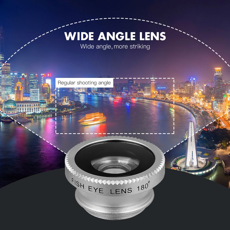 2pcs Cell Phone Camera Lens Universal Mobile Phone Lens 3 in Wide Angle Lens Macro Lens and Fisheye Lens ( ) - Image 4