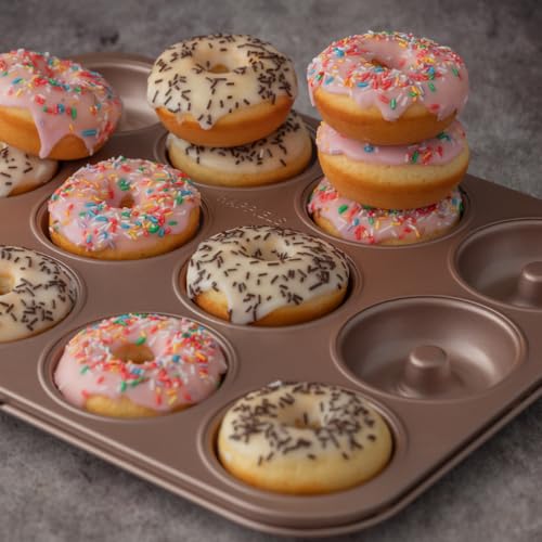 HAPPIELS 12 Well Donut Pan Nonstick Non Toxic PFOA BPA Free Donuts Mold for Baking Doughnut Tin for Oven Doughnuts Pans and Molds Non Stick Nontoxic Baking Tray Pans Trays without Teflon - Image 3