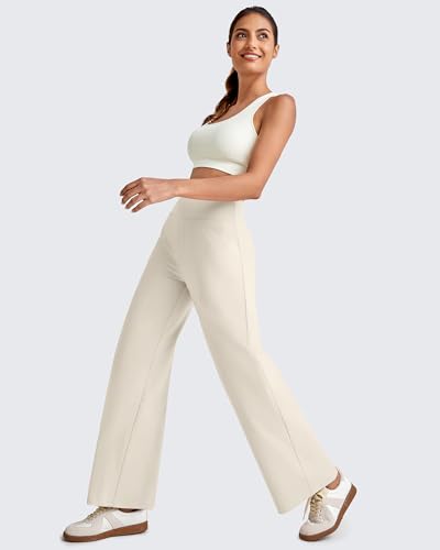 G4Free Women's Wide Leg Yoga Pants High Waisted Ankle Length Cropped Pants with Pockets for Casual Summer Travel(Ivory,XXL,Petite) - Image 2