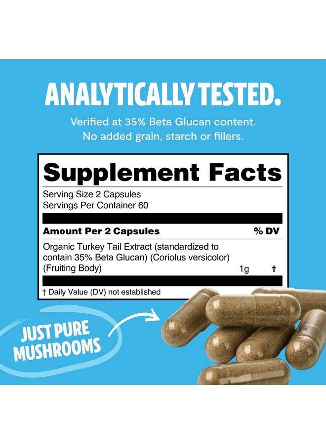 FreshCap Mushrooms كبسولات فطر ذيل الديك الرومي فريش كاب 120 حبة 60 يوم إمداد دعم مناعي قوي (35% بيتا غلوكان) مكمل فطري يومي عضوي مستخلص جسم الثمرة - Image 5