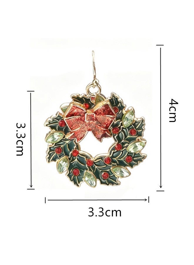أقراط نسائية على شكل إكليل زهور أحمر وأخضر كرتون عطلة مادة سبيكة أقراط بموضوع عيد الميلاد أقراط عيد الميلاد الاحتفالية ، مجوهرات عصرية هدية للارتداء اليومي ، العيد ، الحفلات ، أعياد الميلاد - Image 2