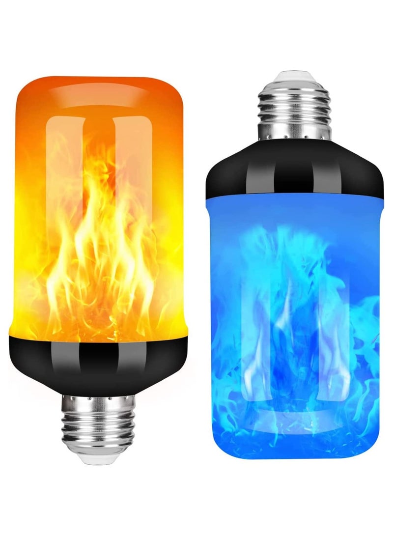 Zikra LED Flame Light Bulb Upgraded 4 Modes Flickering Light Bulbs with Upside Down Effect E27 Base Flame Bulb for Party Indoor and Outdoor Home Decoration Romantic Atmosphere Lighting (Yellow+Blue) - Image 1