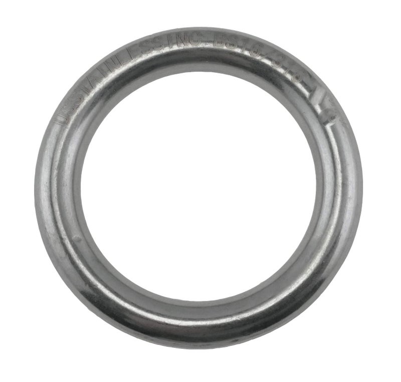 US STAINLESS Stainless Steel 316 Round Ring Welded 3/8" x 2 3/8" (10mm x 60mm ID) Marine Grade - Image 1