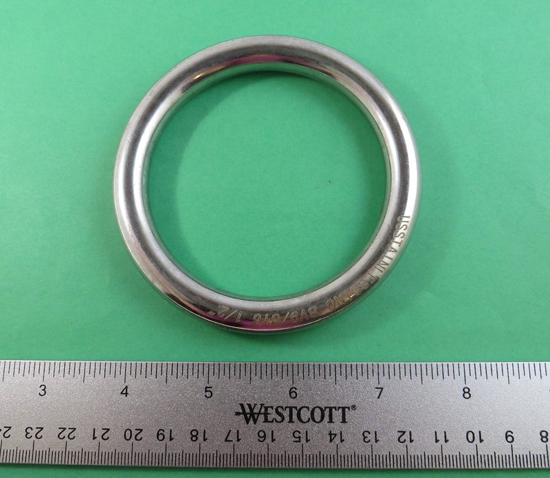 US STAINLESS Stainless Steel 316 Round Ring Welded 3/8" x 2 3/8" (10mm x 60mm ID) Marine Grade - Image 3