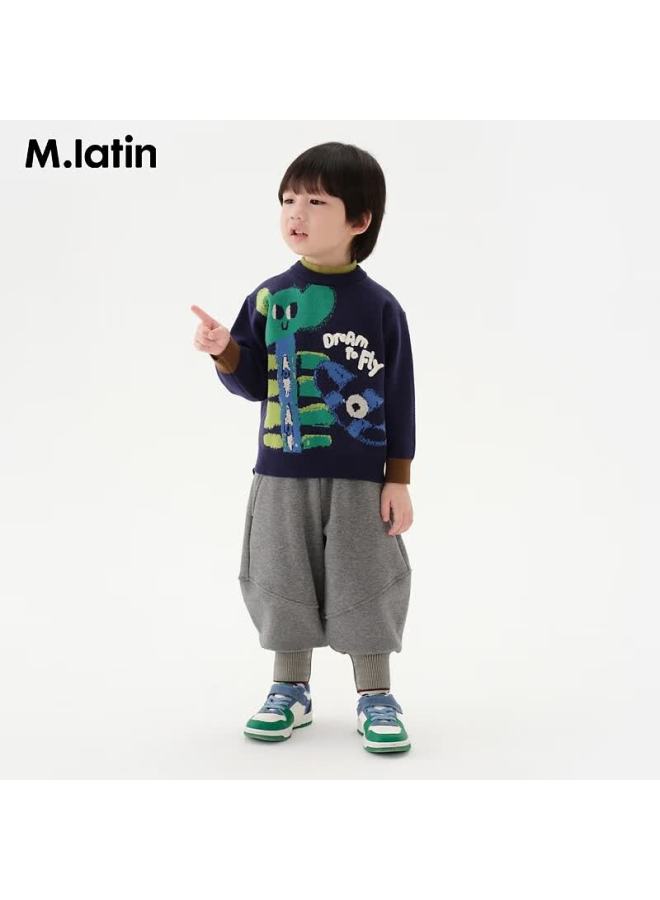M.latin Kids Children's Pants 24 Winter New Boys Toddler Knitted Long Pants Mixed Gray 120cm - Image 2