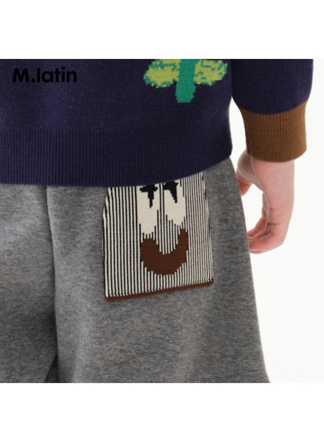 M.latin Kids Children's Pants 24 Winter New Boys Toddler Knitted Long Pants Mixed Gray 120cm - Image 3