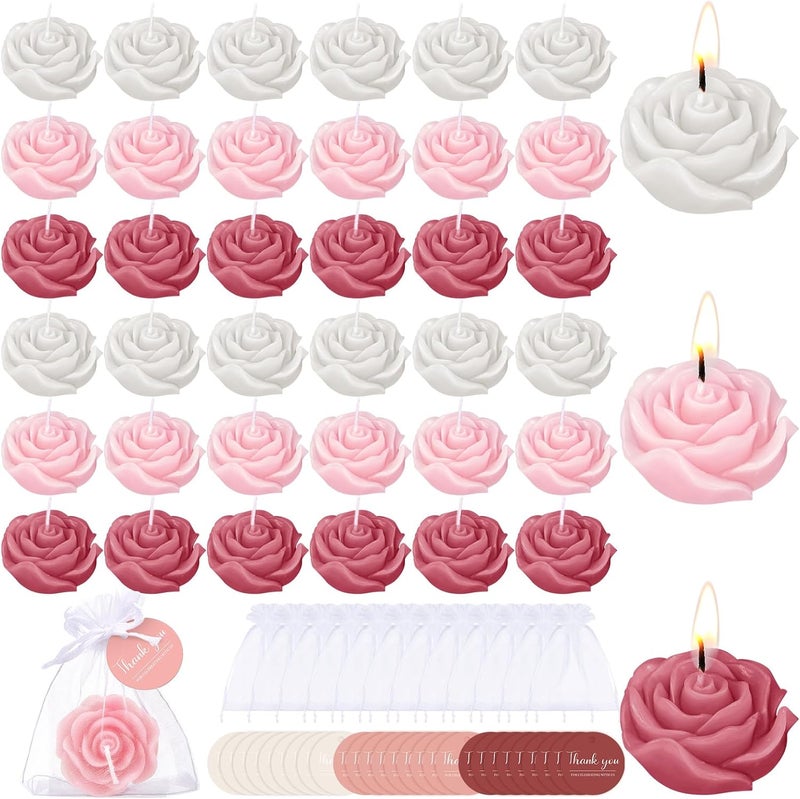 Treela 24 Set Flower Candles Wedding Favor for Guests Mini Dusty Pink Rose Shaped Tealight Candles for Return Gift Wedding Birthday Bridal Shower Housewarming Party - Image 1