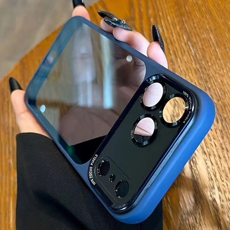 Luxury High-Quality Translucent Metal Lens Frame Protective Acrylic Hard Case for iPhone 17/17 Air/17 Pro/17 Pro Max/16/16 Pro/16 Pro Max/15/15 Pro/15 Pro Max/14/14 Pro Max, Simple Minimalist Design for Men and Women - Image 1