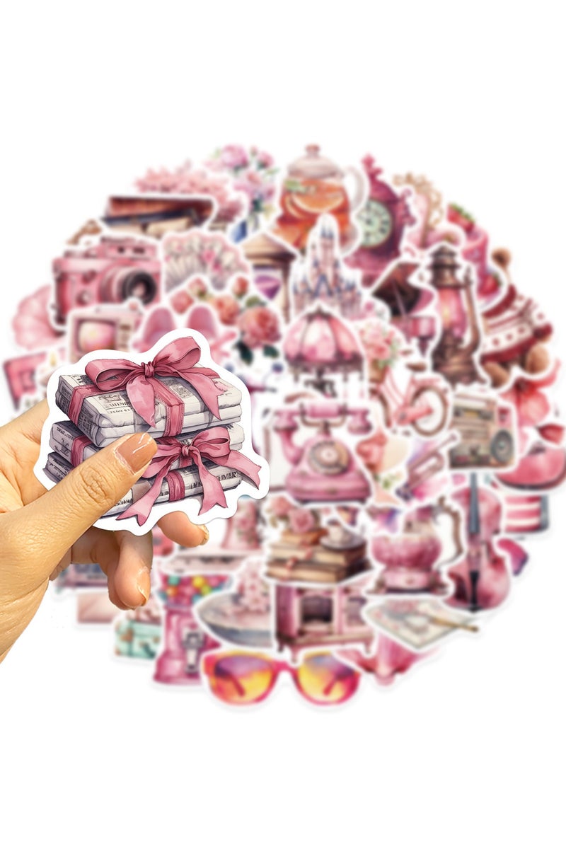 قوس قزح أورينبو ملصقات وردية عتيقة، 60 قطعة من ملصقات الفينيل المقاومة للماء، مناسبة لزجاجات المياه وأجهزة الكمبيوتر المحمولة وألواح التزلج على الجليد وصناديق الهدايا وبطاقات الديكور ولوازم الحفلات - Image 5