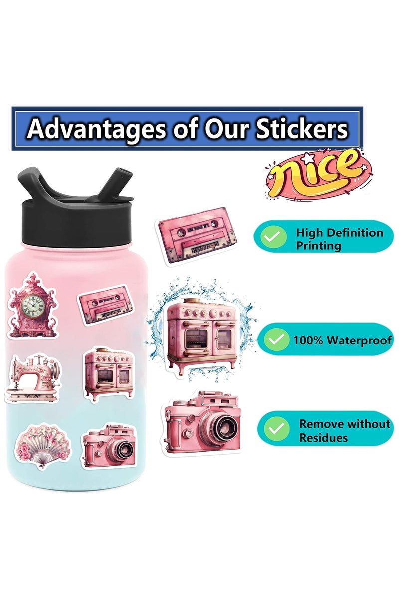 قوس قزح أورينبو ملصقات وردية عتيقة، 60 قطعة من ملصقات الفينيل المقاومة للماء، مناسبة لزجاجات المياه وأجهزة الكمبيوتر المحمولة وألواح التزلج على الجليد وصناديق الهدايا وبطاقات الديكور ولوازم الحفلات - Image 2