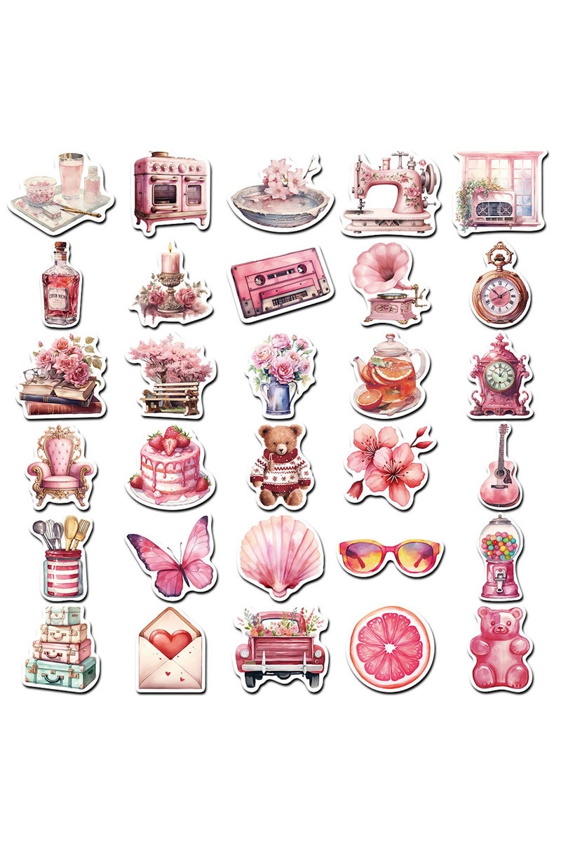 قوس قزح أورينبو ملصقات وردية عتيقة، 60 قطعة من ملصقات الفينيل المقاومة للماء، مناسبة لزجاجات المياه وأجهزة الكمبيوتر المحمولة وألواح التزلج على الجليد وصناديق الهدايا وبطاقات الديكور ولوازم الحفلات - Image 4