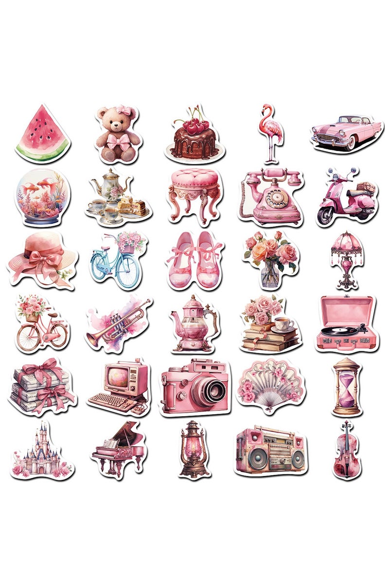 قوس قزح أورينبو ملصقات وردية عتيقة، 60 قطعة من ملصقات الفينيل المقاومة للماء، مناسبة لزجاجات المياه وأجهزة الكمبيوتر المحمولة وألواح التزلج على الجليد وصناديق الهدايا وبطاقات الديكور ولوازم الحفلات - Image 3