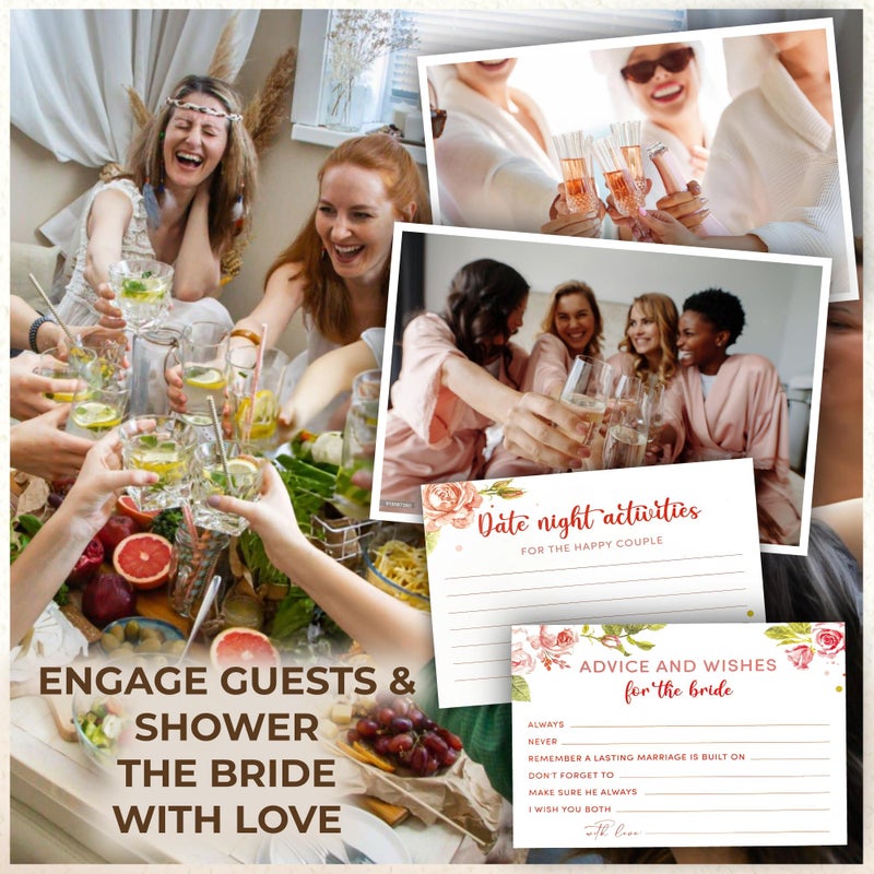 STOFINITY Advice For The Bride Cards - 50 Pcs Wedding Advice Cards For Bridal Shower Decorations, Marriage Advice And Wishes Cards For Engagement Party Games, Advice Box For Wedding Shower Decor - Image 4