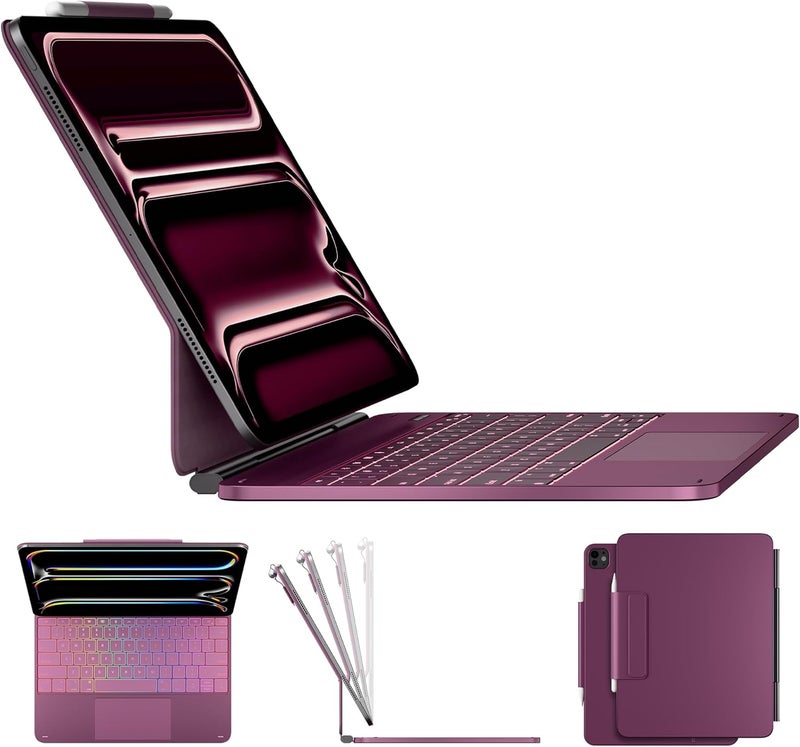 typecase Keyboard Case for iPad Pro 13-inch (M5 2025 / M4 2024), Magic Keyboard with 11 Colors Backlight, Keyboard Case with Pencil Holder, Multi-Touch Trackpad, Easy-Set Magnetic Stand, Raspberry - Image 1