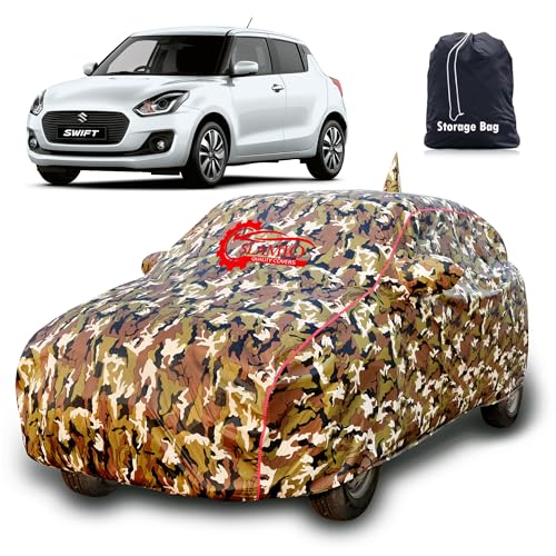 Slamio Waterproof Car Body Cover for Maruti Swift Models: 2018-2023, with Mirror & Antenna Pocket, All Weather Protection, Uv Resistant & Dust Proof, Triple Stitch, Custom Fit 1Unit (Jungle Print) - Image 1