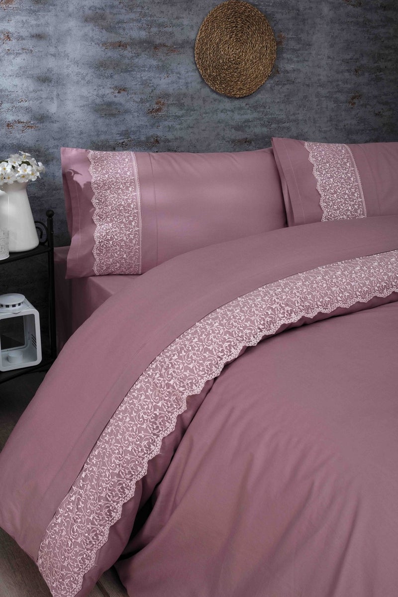 Sevim Double Lace Duvet Cover Set - Dusty Rose  - Image 1