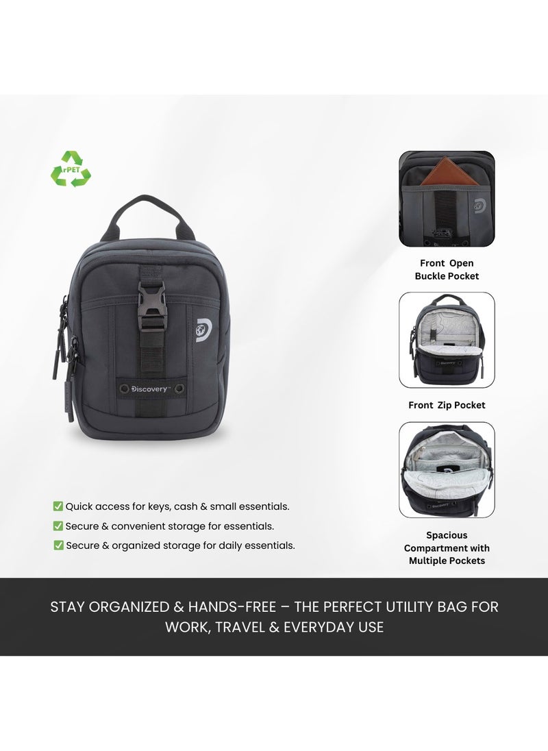 Discovery Discovery SHIELD RPET Polyester Tablet Utility Bag Black, Compact Travel Bag for Men and Women, Shoulder Bag, Portable Organizer, Sustainable Material and Eco Friendly  - Image 2