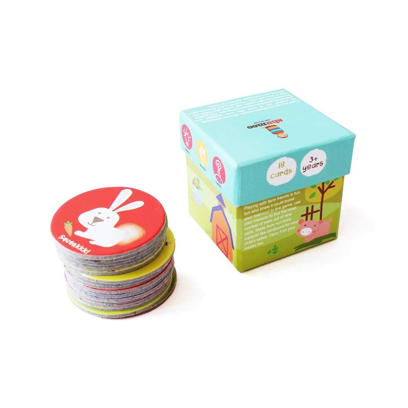 Shumee Memory Card Game -Farm Animals Themed (3 Years+) | Multicolor | 18 Discs | Child Safe | Easy to Carry - Image 1