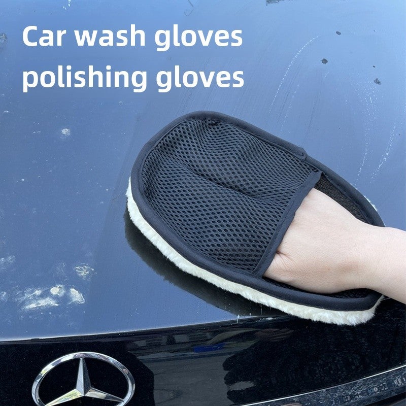 Faux Wool Shoe Polish Glove Multipurpose Cleaning Car Shoe Gloves