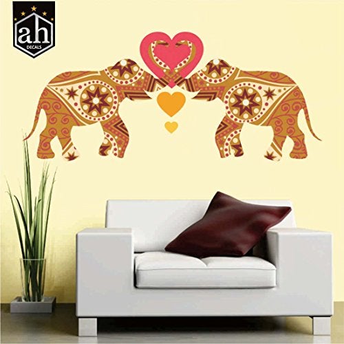 AH Decals AH Decal Home Decor Artistic Elephant Love Heart Design Wall Sticker for Living Bed Room (Size - 90 cm X 40 cm) - Image 2