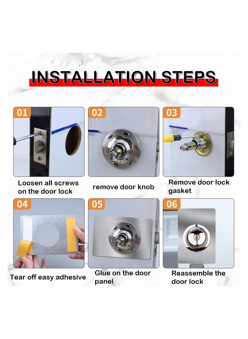 Zikra Door Reinforcement Plate, 2 pcs Stainless Steel Door Knobs Fixing Plate Bracket, Steel Door Lock Repair Plate Door Lock Repair kit for Doors Inside Upgrade Night Lock to Defend Your Home - Image 5
