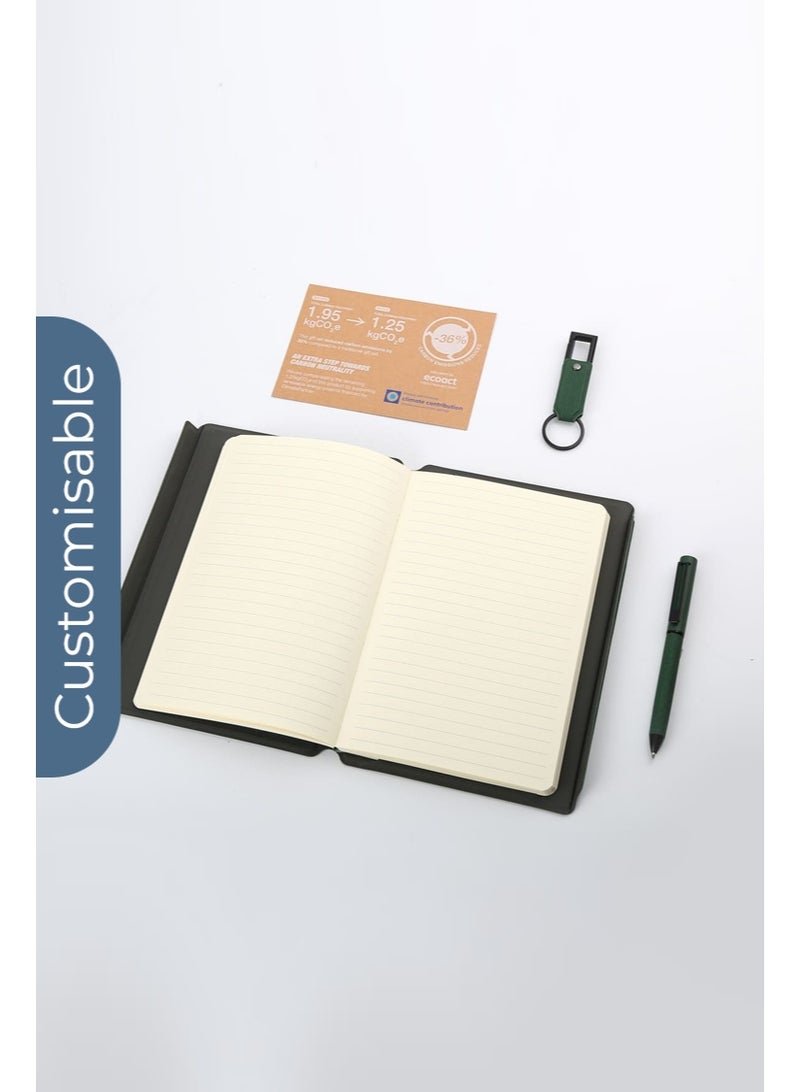 SANTHOME Personalised Sustainable Gift Set with Refillable Notebook, Pen & USB Keychain - Green - Image 3
