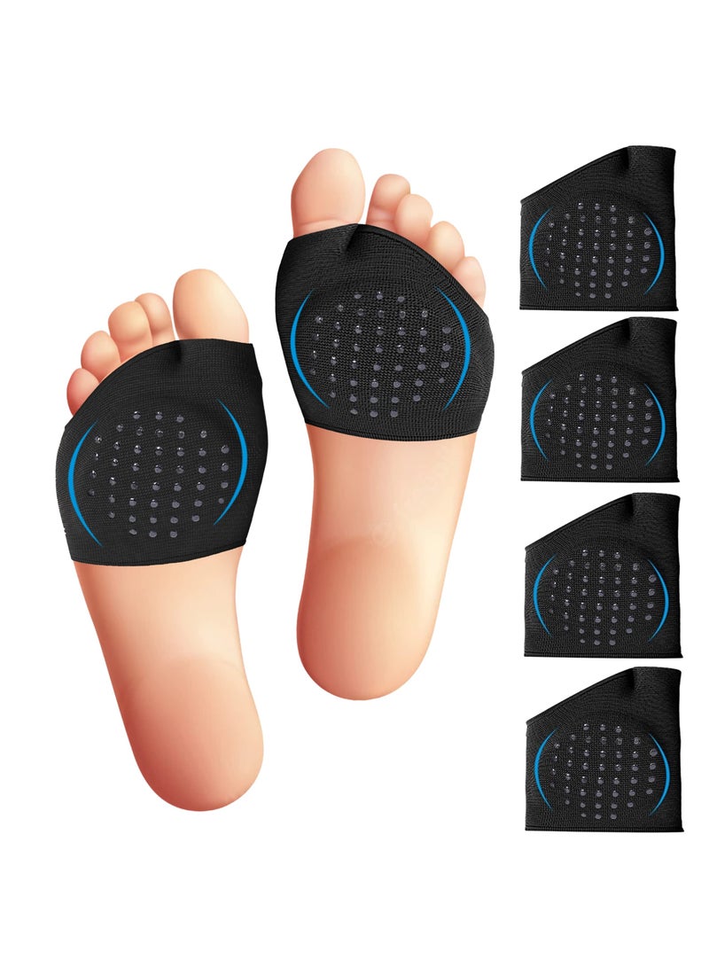 SYOSI 2 Pairs Metatarsal Sleeve Pads, Anti-Slip with Gel Pads, Ball of Foot Cushions with Soft Gel, Forefoot Cushion Pads, Fabric Compression, Help Mortons Neuroma, Calluses Blisters (Black) - Image 1