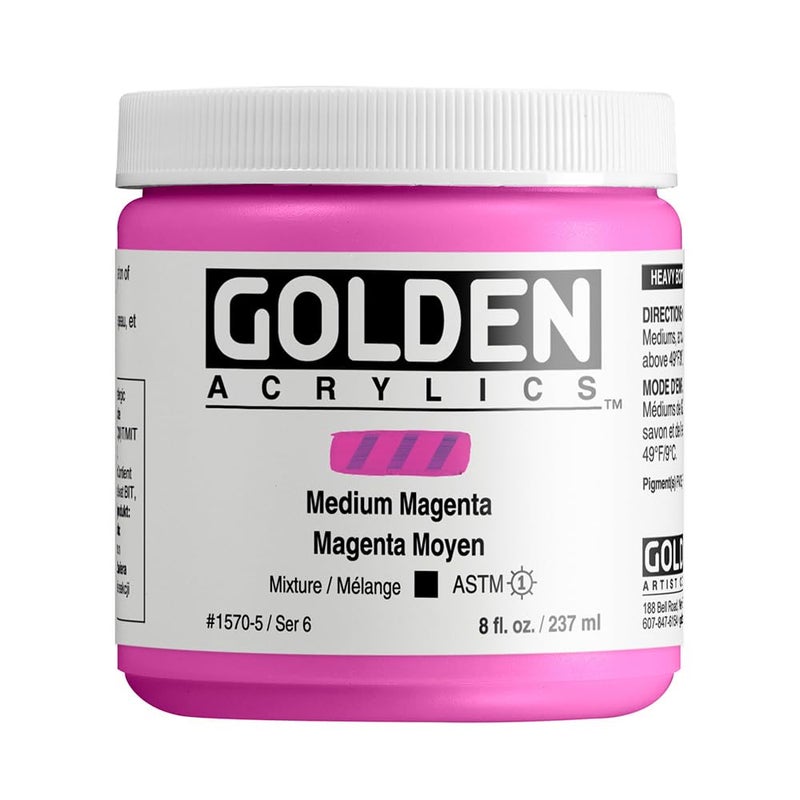 GOLDEN Heavy Body Acrylics Medium Magenta 8 fl oz Jar Professional Acrylic Paint Opaque - Image 2