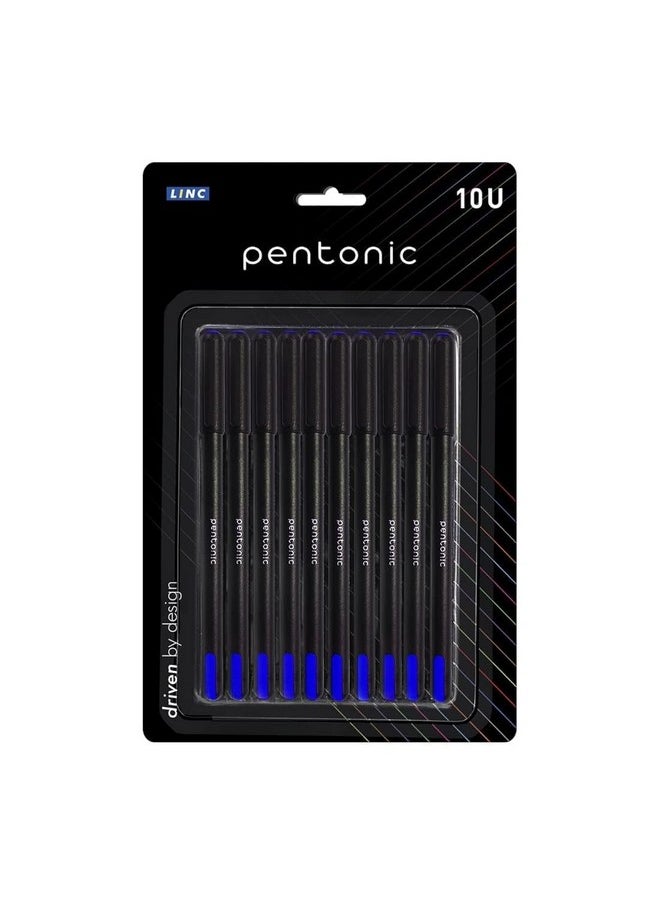 Pentonic - 0.7 Mm Ball Pen Blister Pack | Black Body | Blue Ink | Set Of 10 Pens - Image 1