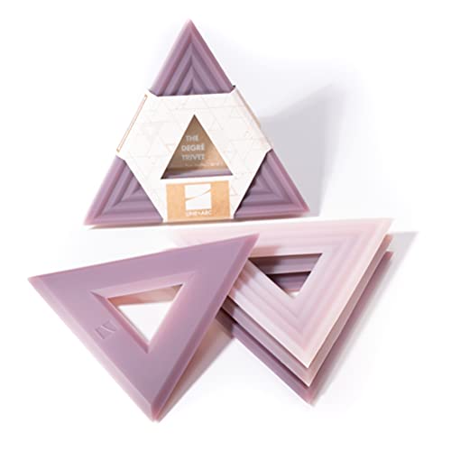 LINE+ARC Extra Thick Silicone Trivets (Featured in ELLE Decor & BuzzFeed) Waterproof Dishwasher-Safe Stain Resistant (Set of 3 Plum Medley Degrē Trivets) Outdoor Rubber Pink Mid-Century Modern - Image 1