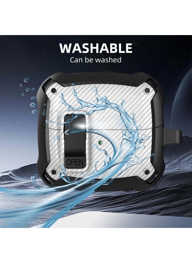 أنيوغرو متوافق مع Galaxy Buds 3 Pro/Buds 3، حماية كاملة للجسم (مع قفل أمان)، مقاوم للصدمات والسقوط، غلاف حماية صلب مع قفل أمان ومجموعة تنظيف لممارسة الرياضة أثناء التنقل - Image 3