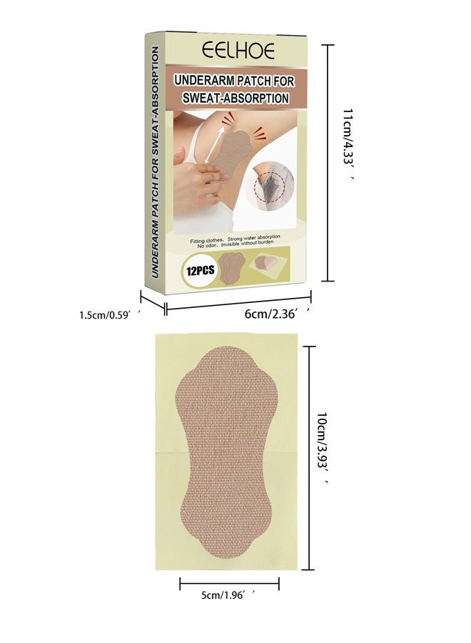 EELHOE 12 Pcs Underarm Sweat Pads, Sweat Pads for Women and Men Armpits, Disposable Invisible Armpit Sweat Pads for Absorbent Deodorant Prevention Sticker - Image 2