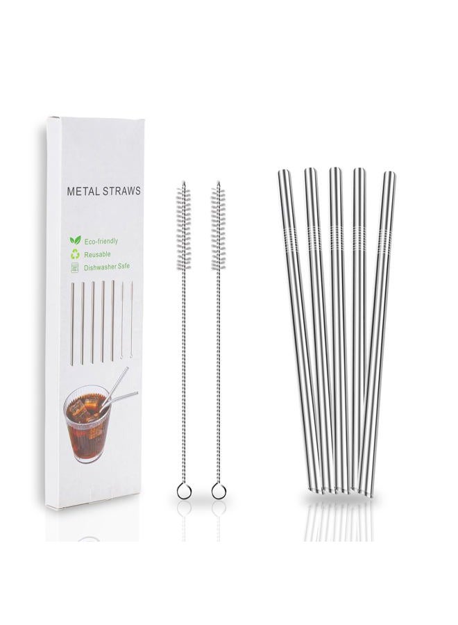 Lazycorner Stainless Steel Smoothie Straws, 0.4'' Extra Wide Reusable Metal Drinking Straws for Milkshake, Smoothie, Beverage, Set of 5 with 2 Cleaning Brush - Image 2