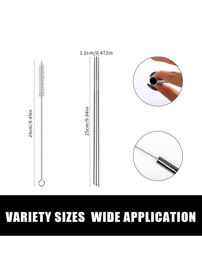 Lazycorner Stainless Steel Smoothie Straws, 0.4'' Extra Wide Reusable Metal Drinking Straws for Milkshake, Smoothie, Beverage, Set of 5 with 2 Cleaning Brush - Image 3