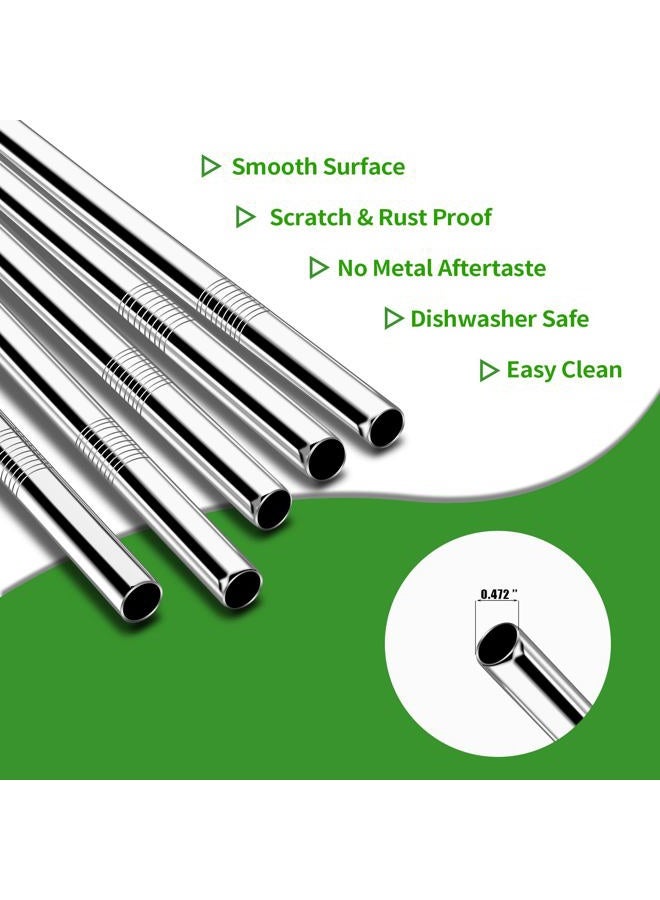 Lazycorner Stainless Steel Smoothie Straws, 0.4'' Extra Wide Reusable Metal Drinking Straws for Milkshake, Smoothie, Beverage, Set of 5 with 2 Cleaning Brush - Image 4