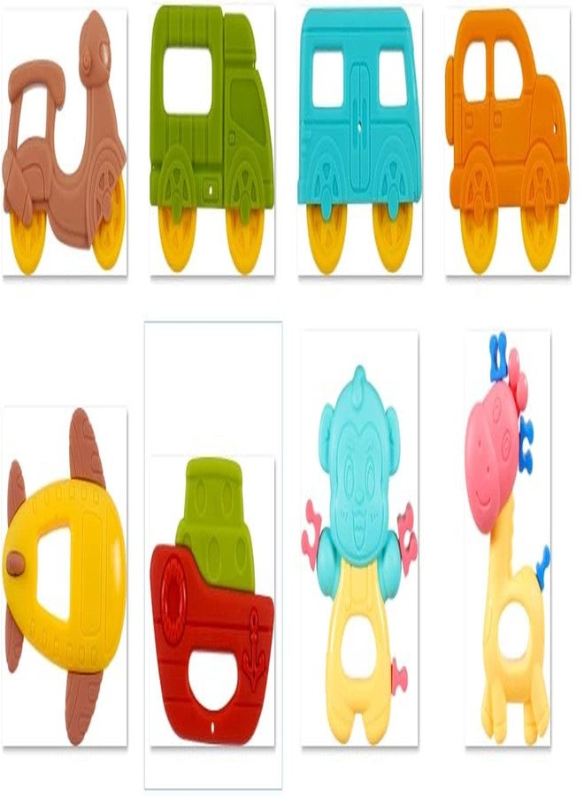 GURBIK Baby Rattle & Teether Set | Smooth ABS Infant Toy | Safe Surface | Multicolor Multi-Design | Early Learning | Rattle & Nibbler for Teething Relief | Pack of 5 - Image 4