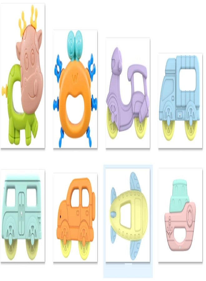 GURBIK Baby Rattle & Teether Set | Smooth ABS Infant Toy | Safe Surface | Multicolor Multi-Design | Early Learning | Rattle & Nibbler for Teething Relief | Pack of 5 - Image 5