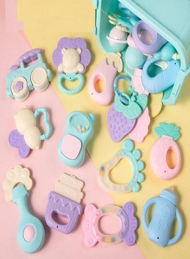 GURBIK Baby Rattle & Teether Set | Smooth ABS Infant Toy | Safe Surface | Multicolor Multi-Design | Early Learning | Rattle & Nibbler for Teething Relief | Pack of 5 - Image 2