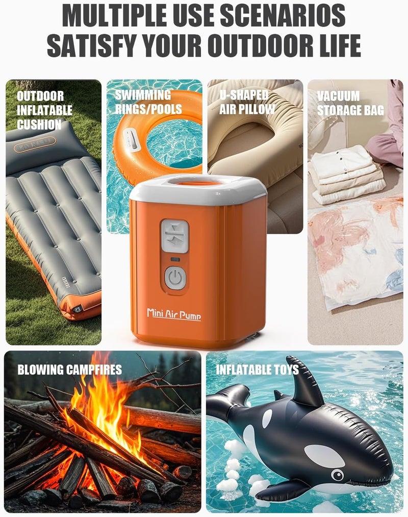 Puligoth Portable Air Pump for Inflatables: Mini Air Pump with 1600mAh Battery & Camping Light - Rechargeable Electric Pump for Vacuum Storage Bags, Air Mattress, Swimming Ring, Pool Floats - Image 4