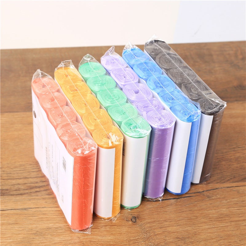 5 Rolls Full New Material Garbage Bag Thickened Point Break Disposable Household Medium Kitchen Flat Mouth Plastic Bag Roll - Image 3