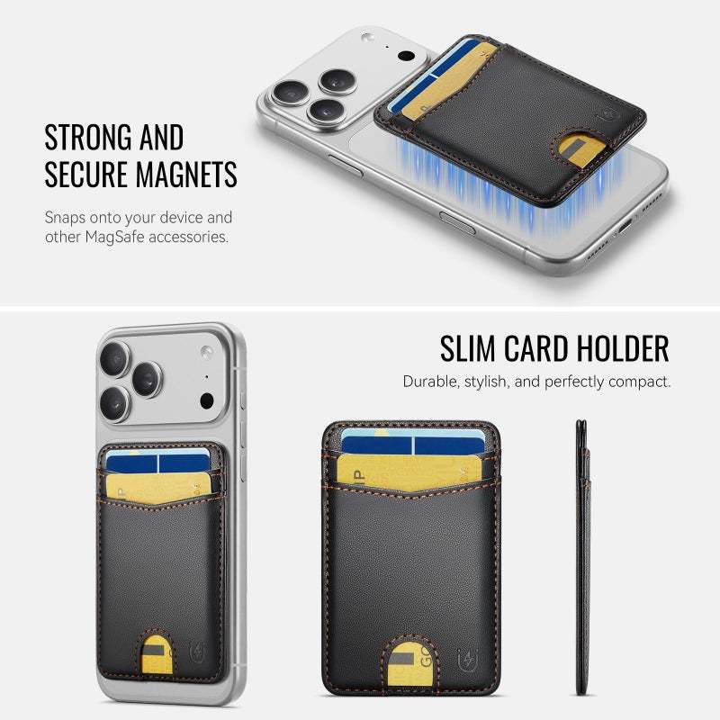 Usroom for Magsafe Wallet Magnetic Card Holder RFID Blocking, Strong Magnet Slim Wallet Stick on Phones and Cases for iPhone 17/16/15/14/13/12/ Pro/Max/Plus, Black - Image 4